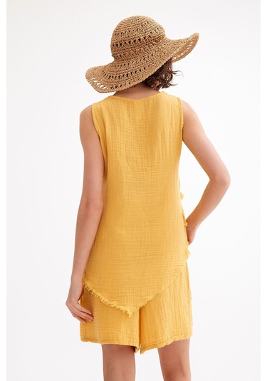 Pamuk Müslin Üçgen Bluz - Şık Ve Rahat Yaz Tasarımı Sari