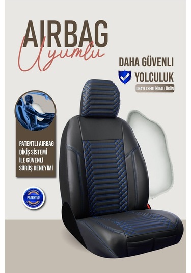 B M W 5 Serisi 520 Deri Oto Koltuk Kılıfı Ön Arka Takım Siyah Mavi Exclusıve Model Scr