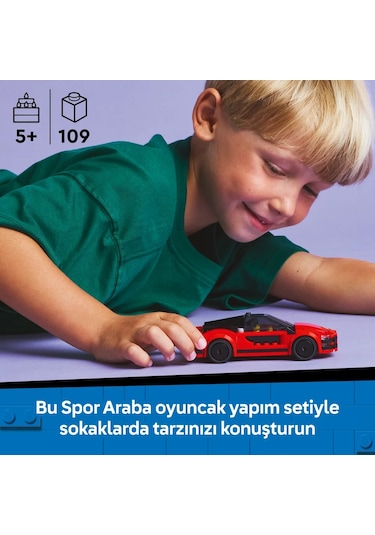 LEGO® City Kırmızı Spor Araba 60448 - 5 Yaş ve Üzeri Çocuklar için Yaratıcı Oyuncak Yapım Seti (109 Parça)
