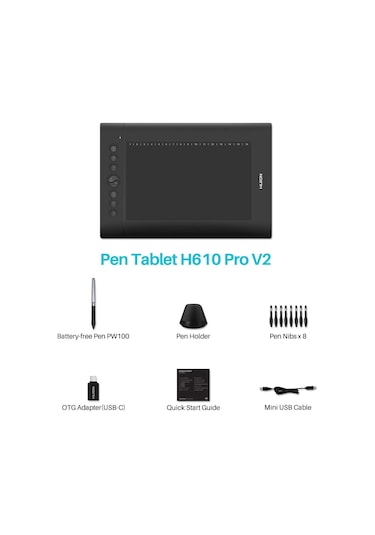 Huion H610 Pro V2 Grafik Çizim Tableti - Android Destekli Kalem