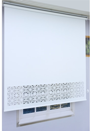 Lazer Stor Perde - Otantik Desen - Kalın Mat Model Beyaz