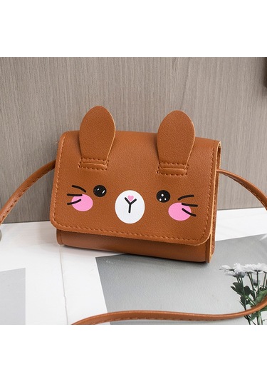 Sevimli Mini Omuz Askılı Bozuk Para Kadın Kız Çocuk Çantası Kahverengi