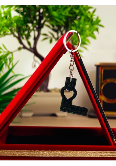 Harfli Anahtarlık Epoksi Kişiye Özel Yapım El Yapımı Harf Anahtarlık Kalp Model Özel Tasarım Hediyelik Ürün Kalp Desenli Simli Anahtarlık Bakır