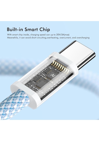 Enkay Cb174 Candy Color 60w Usb-c / Type-c'den Type-c'e Şarj Veri Kablosu, Uzunluk: 2m Beyaz