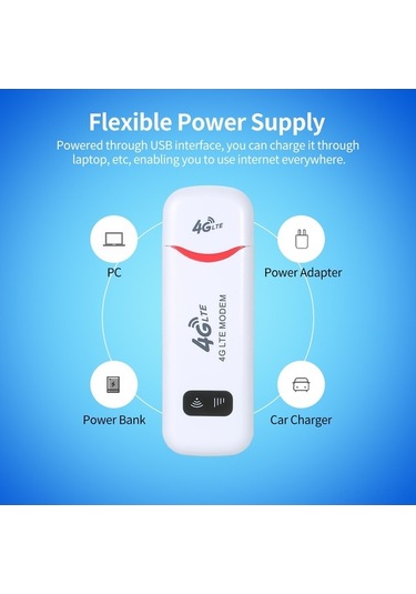 Novahub Hızlı 4g Lte Usb Modem, 150mbps İnternet, 10 Cihaz Bağlantısı, Beyaz, Eu Versiyonu
