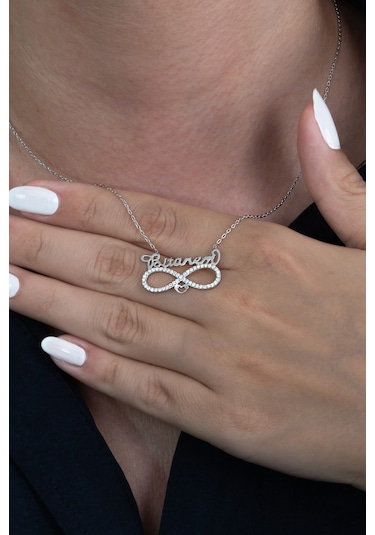Sonsuzluk Bitanem Yazılı Kadın Gümüş Kolye Sevgiliye Wsn95