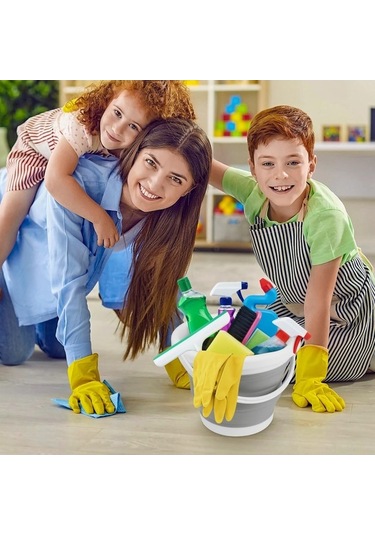 Flybuy Ve Temizlik Temizleyici Taşınabilir Silikon Kovası Katlanabilir Gri Buz Banyo 5l - My Gri