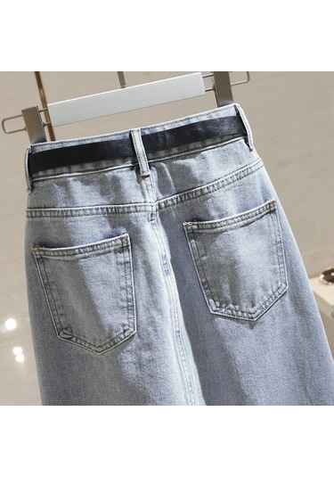 Plaj Yaz Kadın Kot Etek Klasik Açık Mavi Yüksek Bel Günlük Kot Bayan Kot Etek Siyah