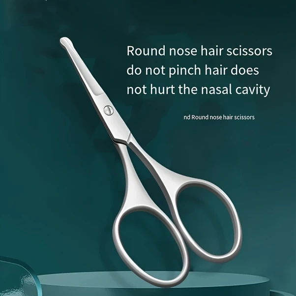 Gateesat Paslanmaz Çelik Burun Tüyü Makinesi - Yuvarlak Başlı Multifonksiyonel Erkek Bakım Makası