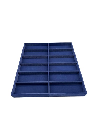 Yerli Üretim Havana Model Süet Kumaş Lacivert Renk 38 Cm / 36 Cm Gözlük Sergileme Çekmece Içi Stand Çok Renkli