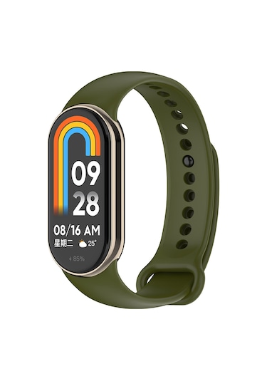 Xiaomi Mi Band 8 Serisi Klasik Kordon Silikon Strap Kayış-haki