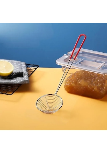 Vkemall Büyük Boy Siyah 10cm Çelik Süzgeç Kaşık - Fırça Izgara, Fincan Süzme, Hotpot Yeme İçin Dayanıklı Mutfak Aleti Diğer