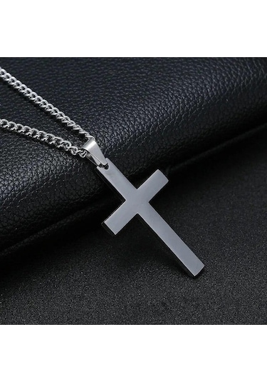 Gümüş Çapraz Kolye Kolye Kadın Erkek Link Zinciri Charm Kolye Erkek Kız Punk Hip Hop Takı Hediye Gümüş - 60 Cm Gümüş