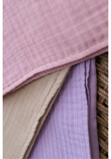 Pamuk 4 Katlı Müslin Battaniye Seti 3'lü Pembe