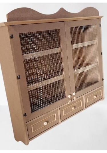 Hobi Dekoratif Telli Dolap Terek Ahşap Mdf Ham Cnc Kesim Model El Yapım