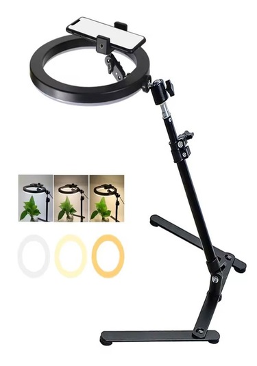 Telefon Tutacaklı Katlanabilir Led Halka Işık Ürün Çekim Işığı & Masaüstü Standlı Vlog Işığı