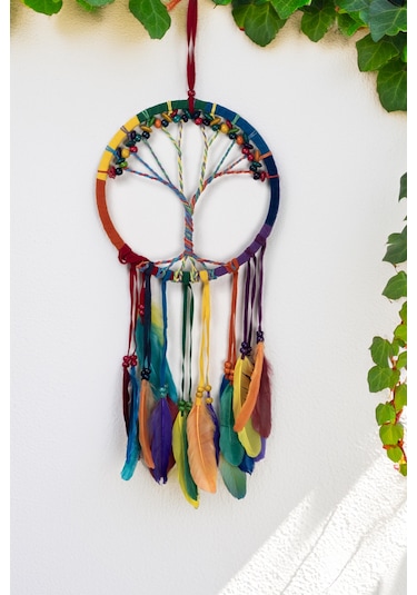 İlhamın Ruhu Hayat Ağacı Temalı Renkli Düş Kapanı Dream Catcher