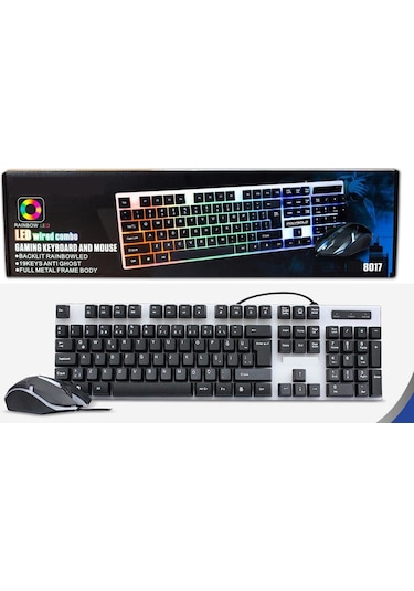 Owwotech Polygold OW8017 Işıklı Oyuncu Kablolu Oyuncu Klavye Ve Mouse Seti Gaming Set