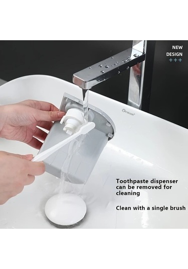 Fastbuy Challenger Diş Fırçası Tutucu Ve 4 Bardaklı Banyo Organizatörü Macun Dispenser Kiti Gri Gri