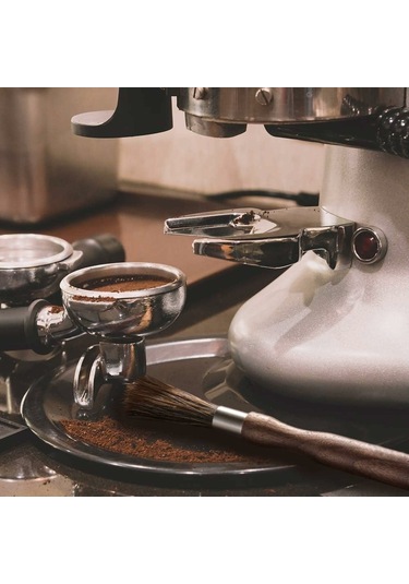 Monyee Espresso Makinesi Ve Kahve Değirmeni Temizleme Fırçası - Doğal Yaban Domuzu Tüyü, Ceviz Ağacı Sapı Ve Deri Askı İpi İle Profesyonel Kahve Aleti Diğer