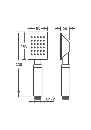 Fause El Duş Başlığı 304 Çelik Metal Kare Ke104 Krom