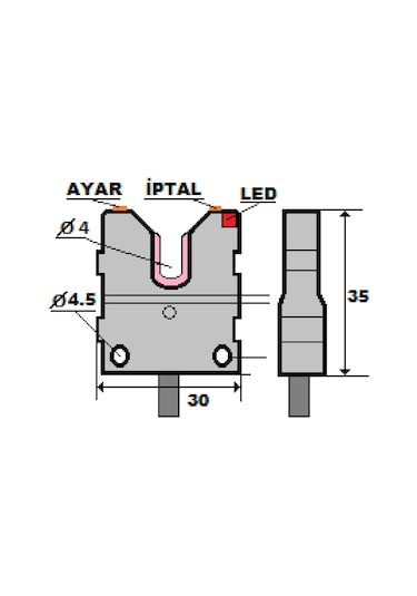 Mefa İks-b30ta-pk ,kübik/3mm Pnp-nc Ayar+iptal 3-kablo İplik Sensör