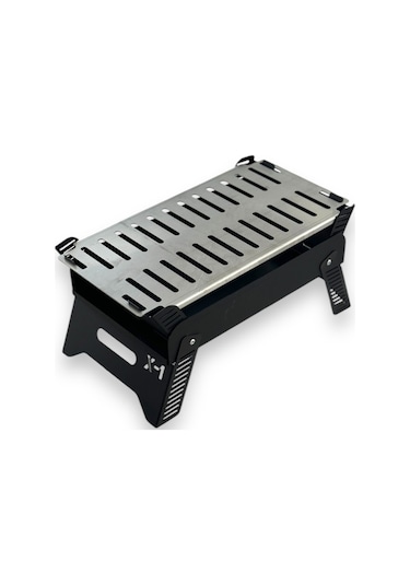 Paslanmaz Izgaralı Portatif Katlanır Mangal 47x25cm Model X1