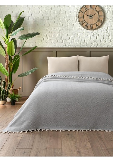 Battaniye Pamuk Miren 180x200 Cm Gri