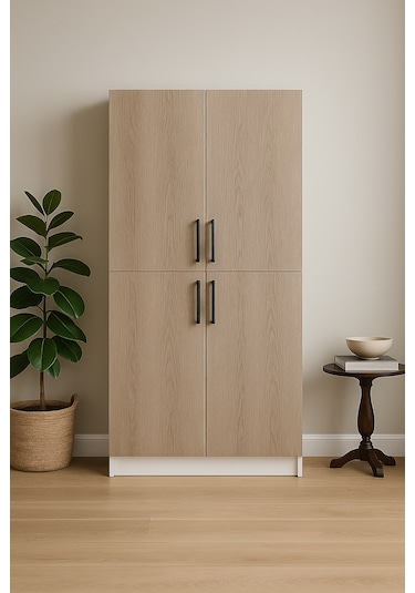 4 Kapaklı Çok Amaçlı Dolap 189 90 35 Cm Ahşap