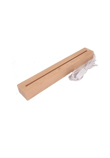 Metabagua -led Işık Ahşap Taban Dikdörtgen 30cm, Beyaz Işık 51owze Bej