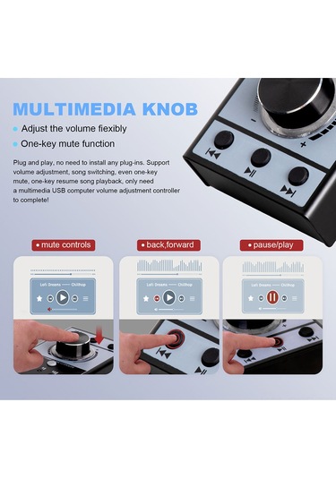 Samdoo Usb Ses Kontrol Cihazı, Bilgisayar/mac Ses Regülatörü, Hızlı Sessiz Mod, Win/mac Uyumlu, Alüminyum Gövde, Usb 3.0 Arayüzü