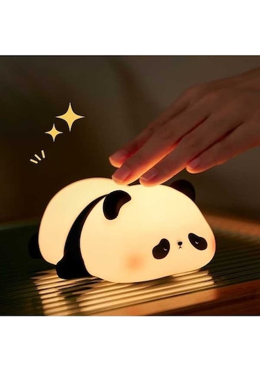 Flybuy Uyku Silikon Sevimli Panda Lambası Lambası Lamba Kontrol Karartma İçin Gece Dokunmatik Çocuklar Başucu Vd Çok Renkli