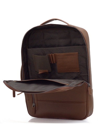 Abess Laptop Çanta , Lüks Hakiki Deri Laptop Sırt Çantası , Taba