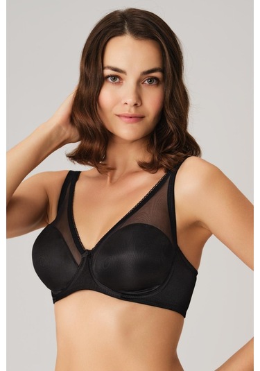 Balenli Desteksiz Dolgusuz Toparlayıcı Günlük Klasik Küçültücü Sütyen Siyah