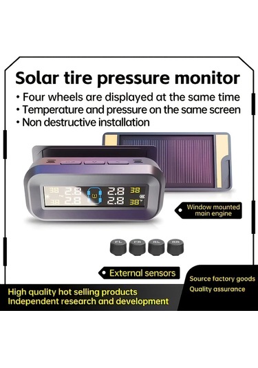 Boatshop1 Siyah Akıllı Lastik Basınç İzleme Sistemi Gerçek Zamanlı 4 Tekerlek İzleme Doğru Basınç Sıcaklık Göstergesi Düşük Basınç Uyarısı Usb Şarj