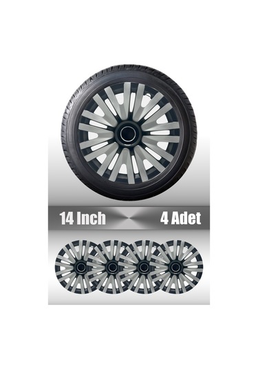 Nissan Micra Almera 14" İnç Uyumlu 4 Adet 1 Takım Gri Siyah Jant Kapağı