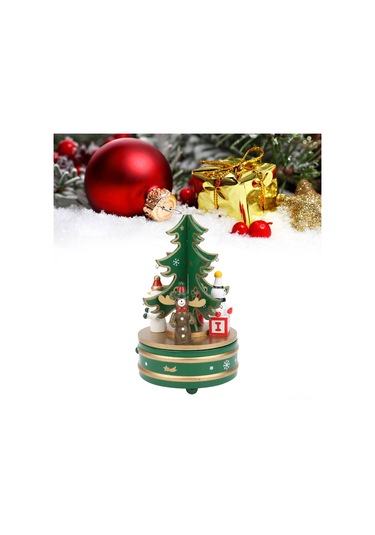 Moveevo Noel Dekorasyonu Ahşap Döner Müzik Kutusu Çocuk Hediyesi Aksesuarla Ornman Noel Ağacı Dekoru