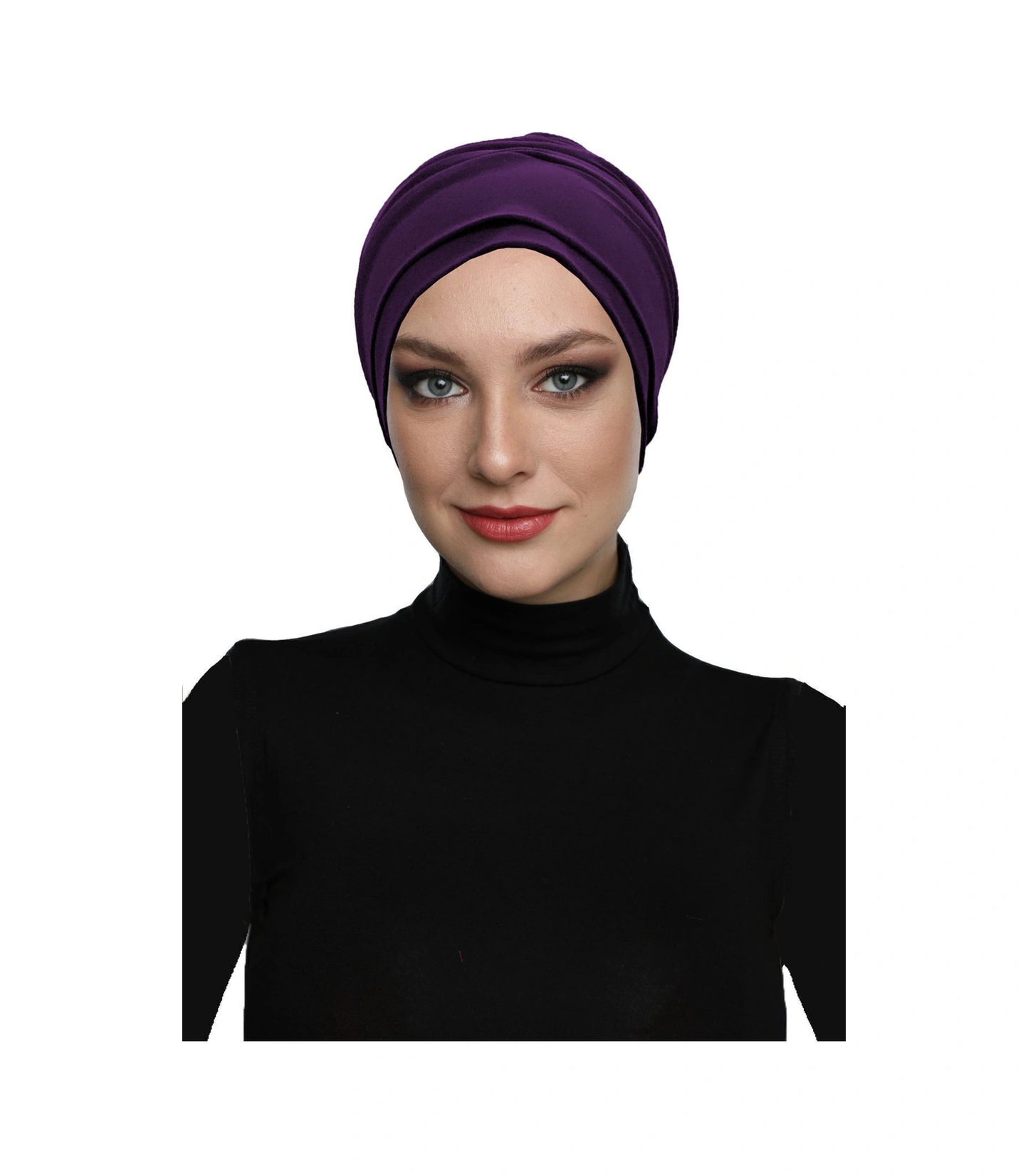 Çift Katlı Astarlı Mor Hazır Türban Tesettür Dış Ve Havuz Bonesi Mor