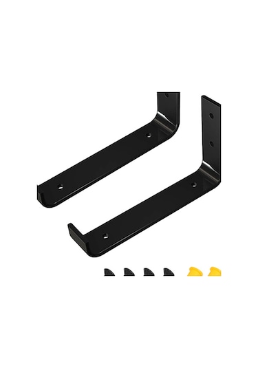 Homyl 2x Raf Aparatı Rustik Metal Vidalı Duvara Monte 25cm Siyah