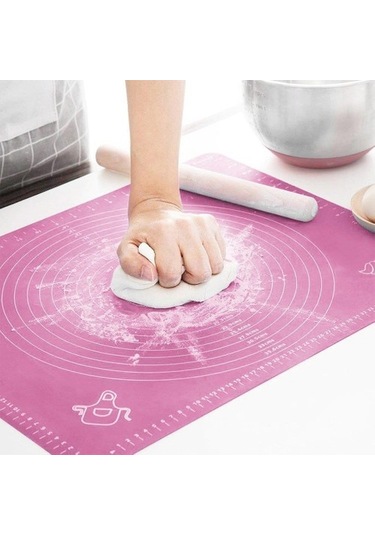 Silikon Ölçülü Hamur Açma Matı Hamur Açma Örtüsü Büyük Boy 50x40 Çok Renkli
