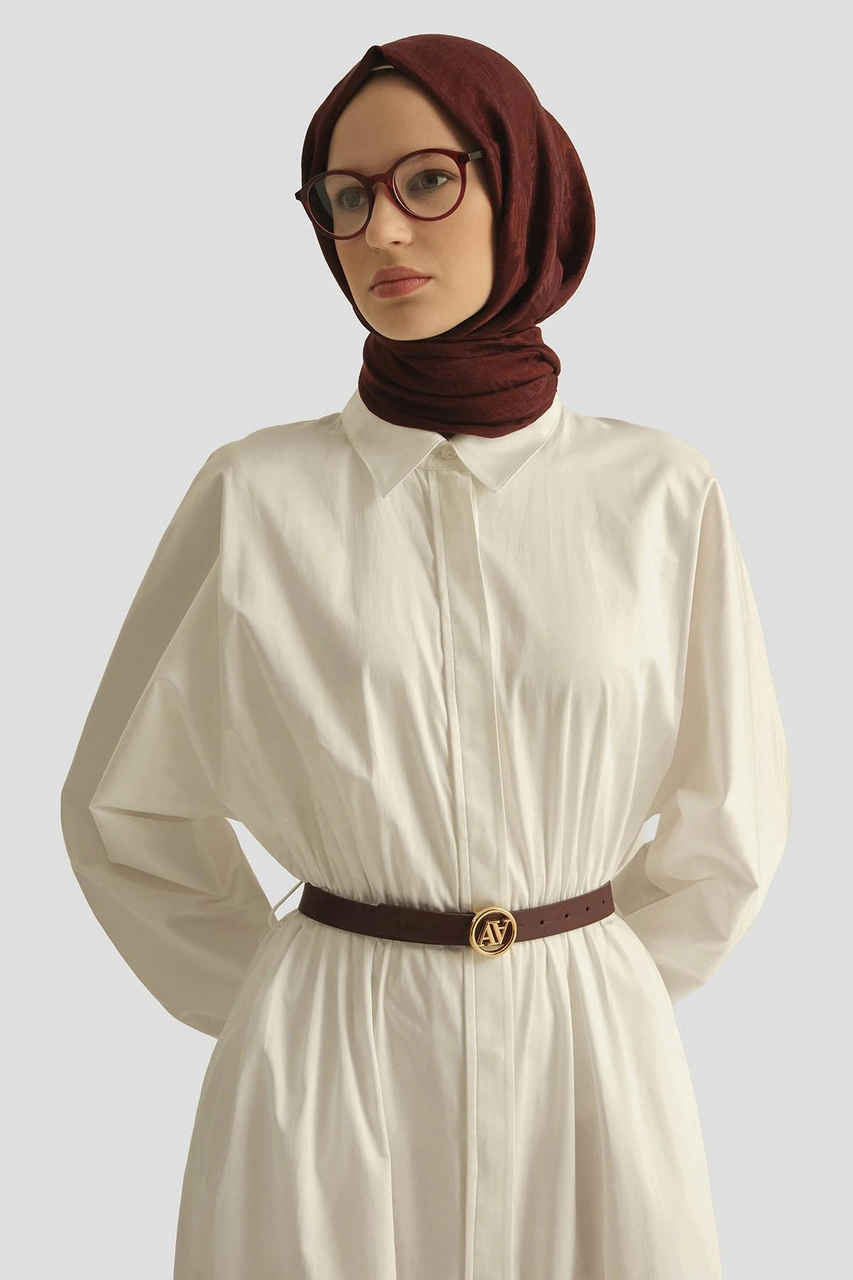 Armine Gömlek Elbise 25yd9025-1 Beyaz Beyaz