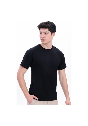 Freemen Erkek/unisex Bisiklet Yaka Basic  Tişört %100 Pamuk Siyah