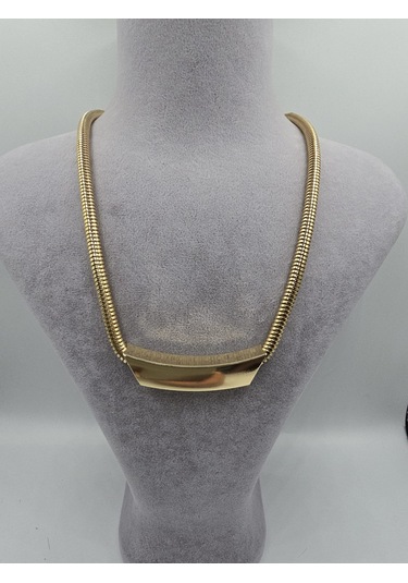 Vip Zara Model Kalın Zincir Plaka Kolye Altın