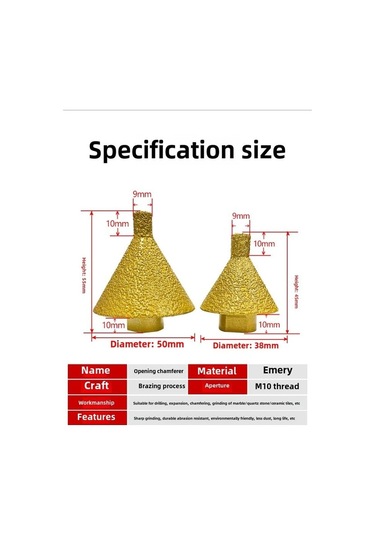 Açılı Öğütücüler İçin Elmas Eğim Pah Biti, Elmas Koni Fayans Biti, Karo Mermer Vb. İçin 38/50mm Bitler Vb.