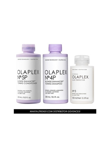 Olaplex No:4p Blonde Enhancer Şampuan 250 ML + No:5p Saç Kremi 250 ML + No:3 Hair Perfector 100 ML