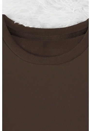 Modagen Unisex 3'lü Kahve Siyah Bej Bisiklet Yaka Oversize Sweatshirt Kahve Siyah Bej