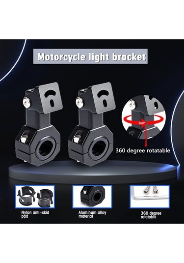Youtek Motorsiklet Işık Ayaklığı, 360 Derece Ayarlanabilir, Kaymazsız Nilon Halka, Alüminyum Alaşımlı, Tam Aksesuarlar, 2 Adet