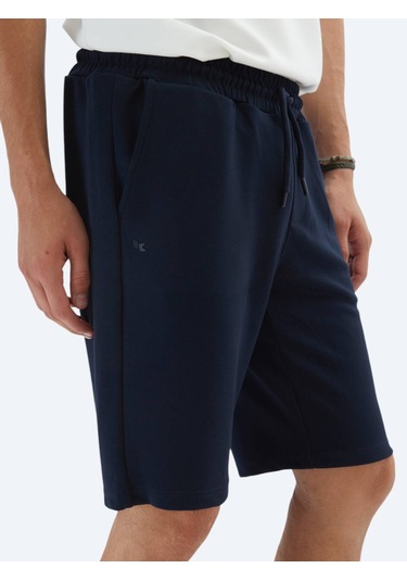 Lacivert Düz Örme Jogging Fit Spor Bermuda Lacivert