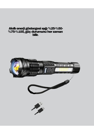Güçlü Led El Feneri Şarj Edilebilir Çok Modlu Diğer