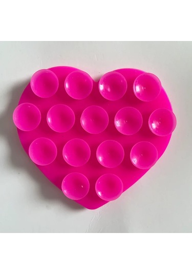 Goldenqian Kalp Şeklinde Çift Taraflı Silikon Vantuz Kaymaz Emme Telefon Desteği Braketi Vantuz Telefon Etiket Kendinden Yapışkanlı Rose Rose